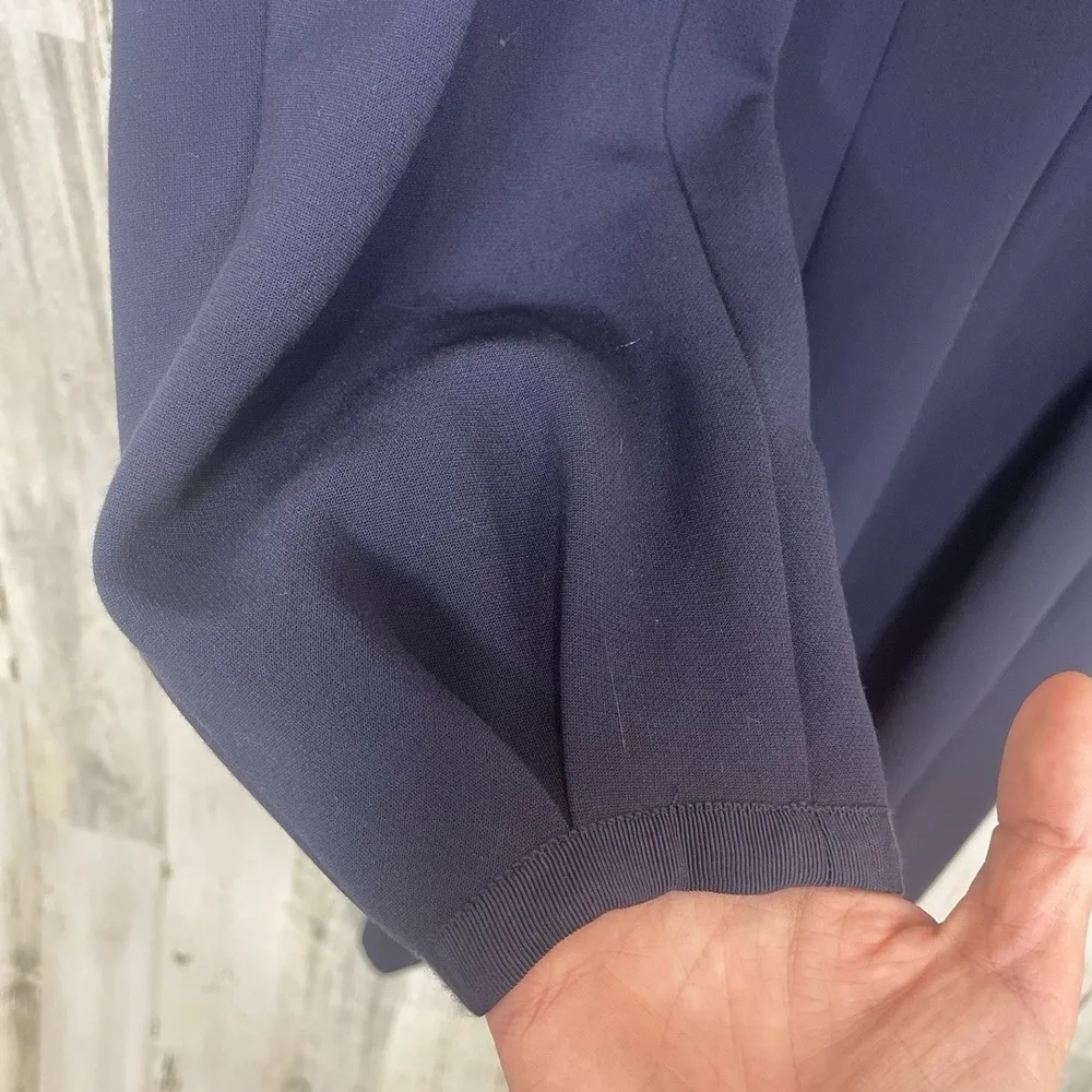 Massimo Dutti‎ Navy Midi Dress EU Size 36 V Back Sleeves Fall Modern Chic - Image 8