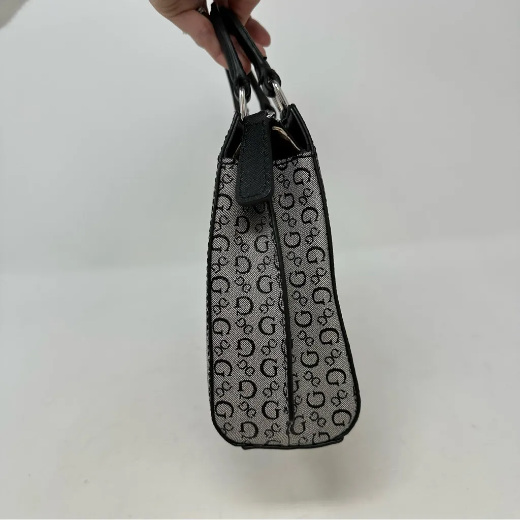 Guess Meera Mini PVC Signature Print‎ Top Handle Bag Black - Image 4