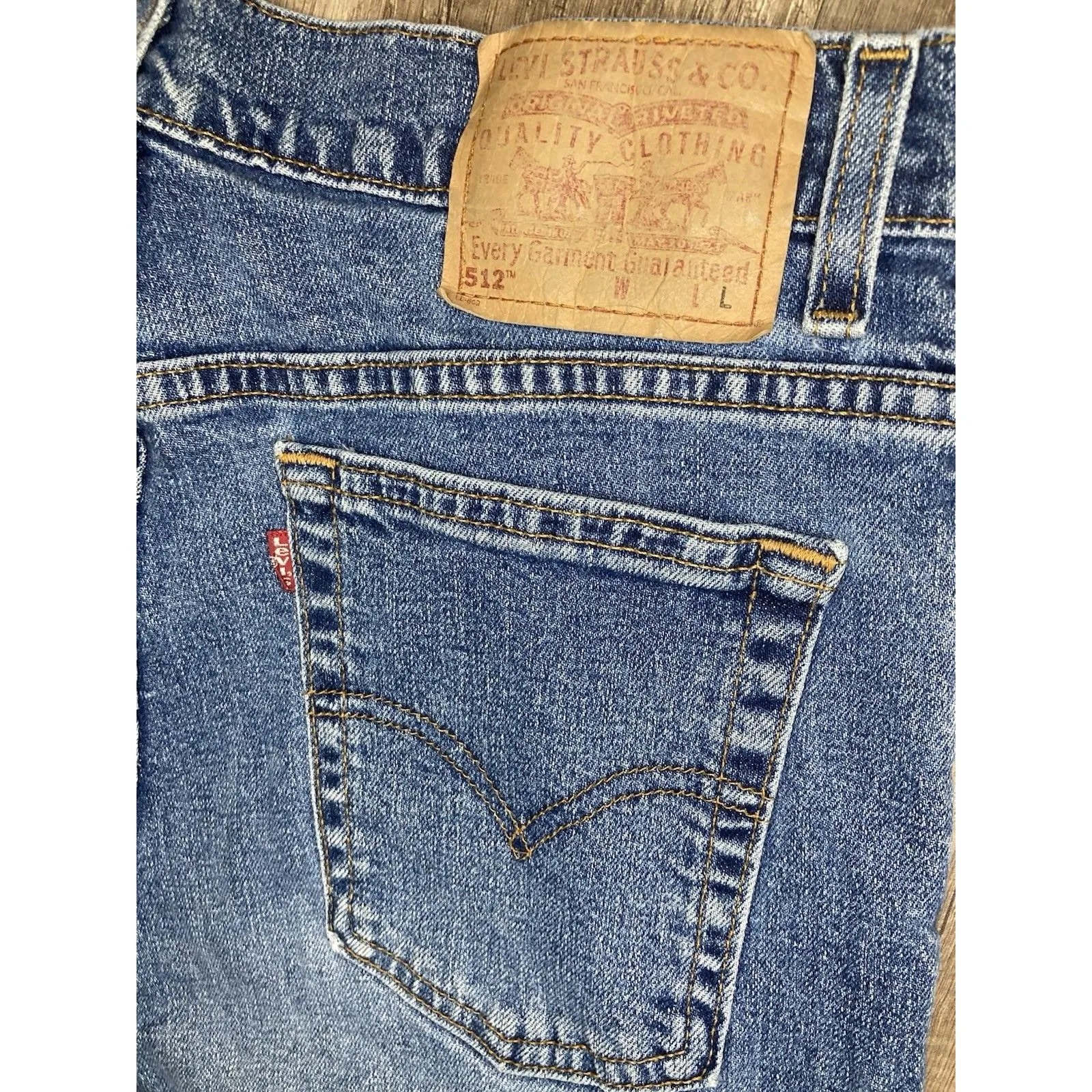 Levis 512 Vintage (2000) Jeans 14L MIS 32x34 Slim Fit Tapered Made In USA Y2K - Image 4
