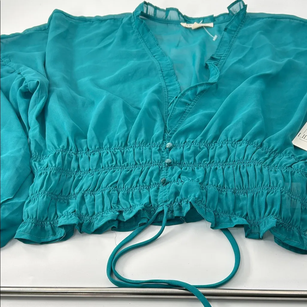 Lily Star Teal Blouse with Ruffle Details - Image 13
