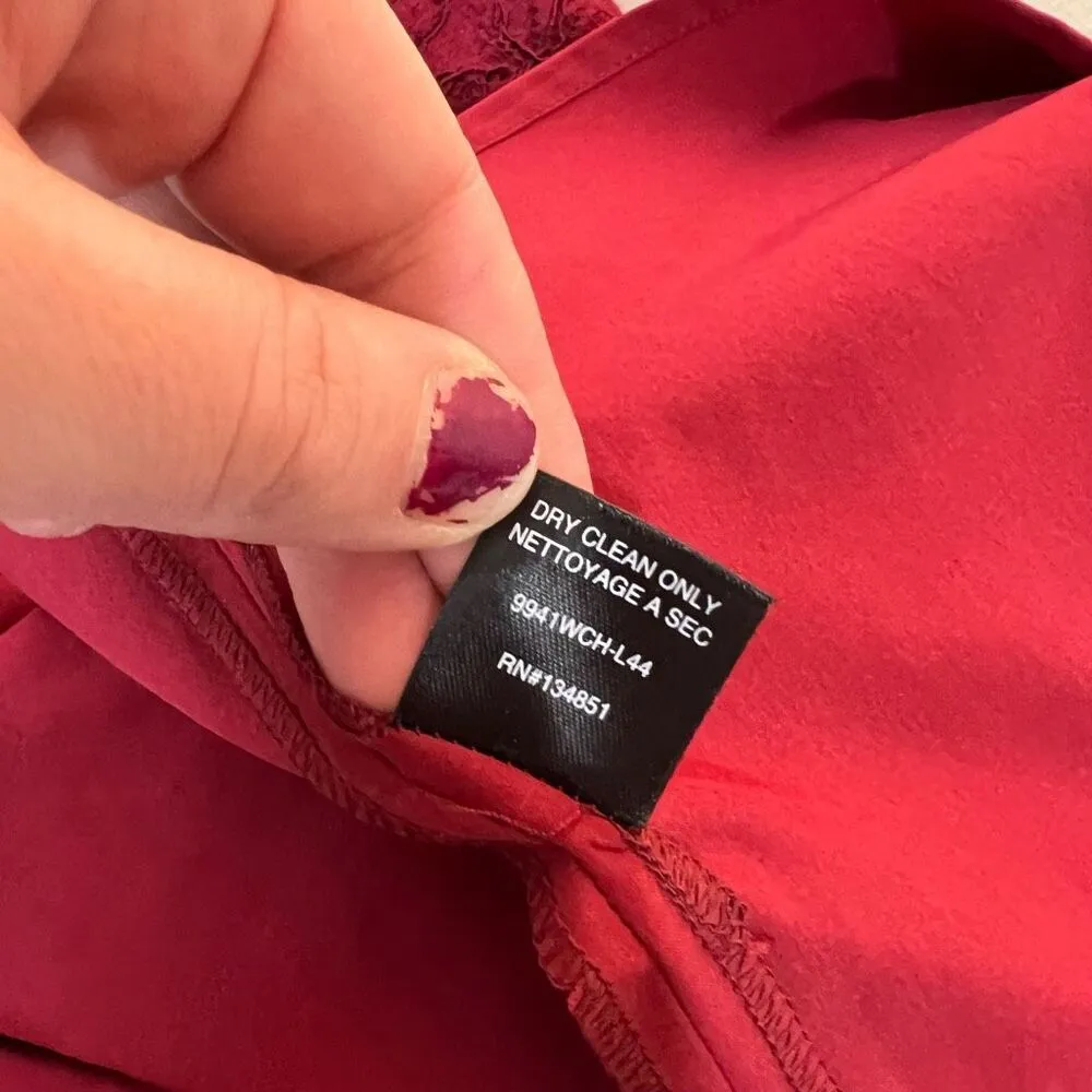 WAYF Say It Out Loud Burgundy Lace Long Sleeve V-Neck Mini Dress Size Small - Image 11