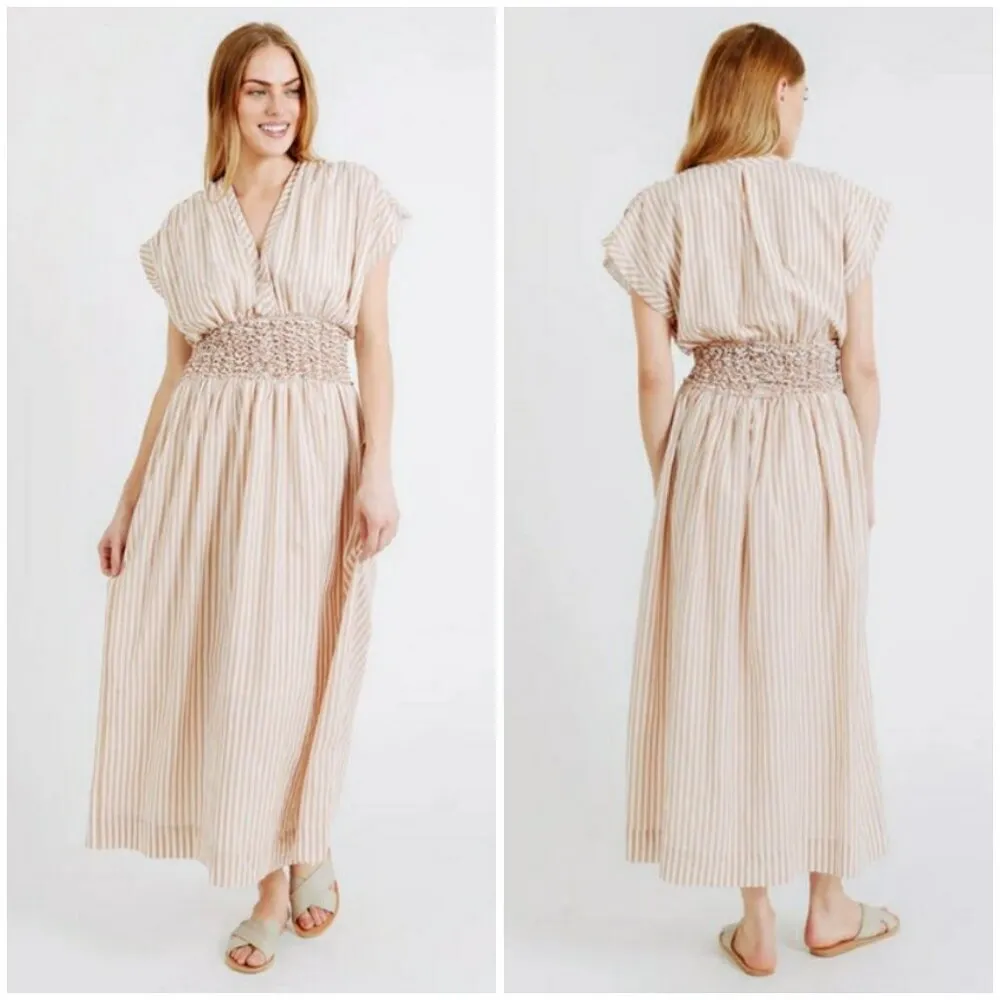 💕MIRTH💕 Granada Dress ~ Bronze Stripe Print Medium Tan - Image 11