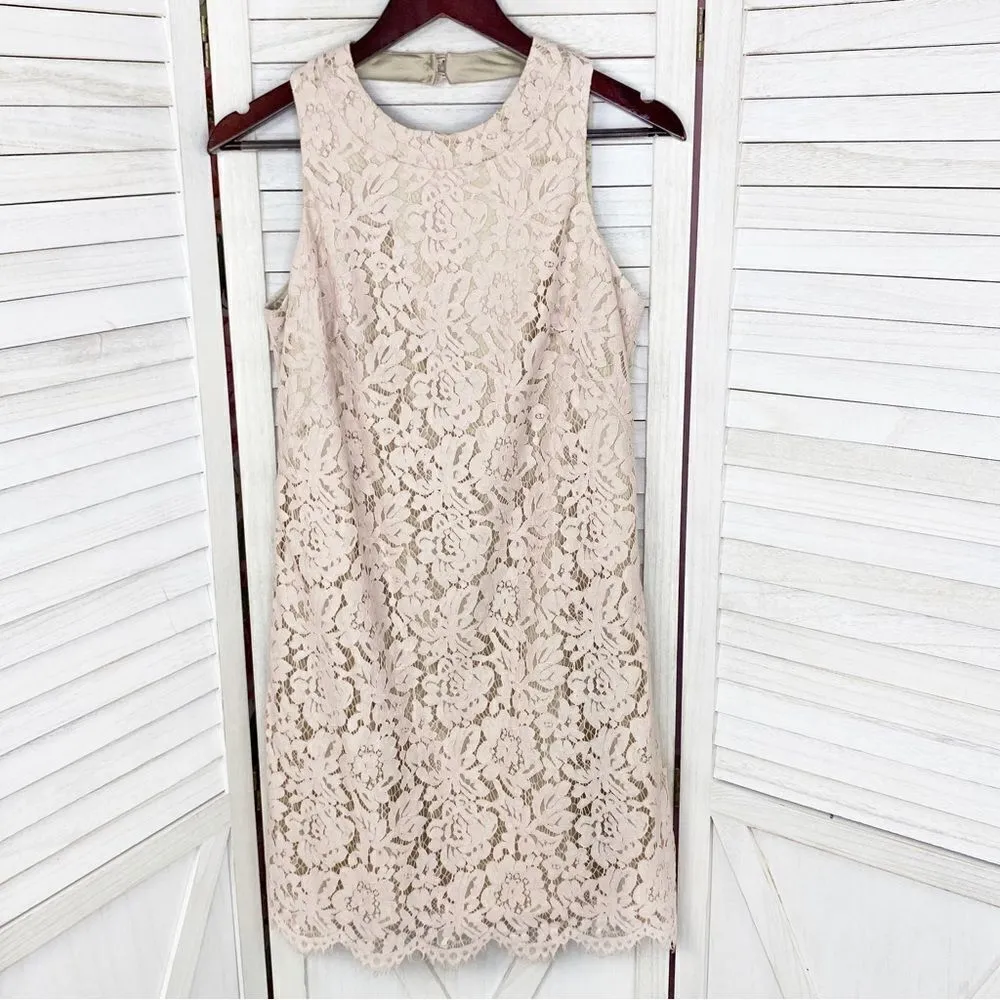 Vince Camuto Floral‎ Lace Open Back Halter Shift Party Dress Blush Pink 4 - Image 10
