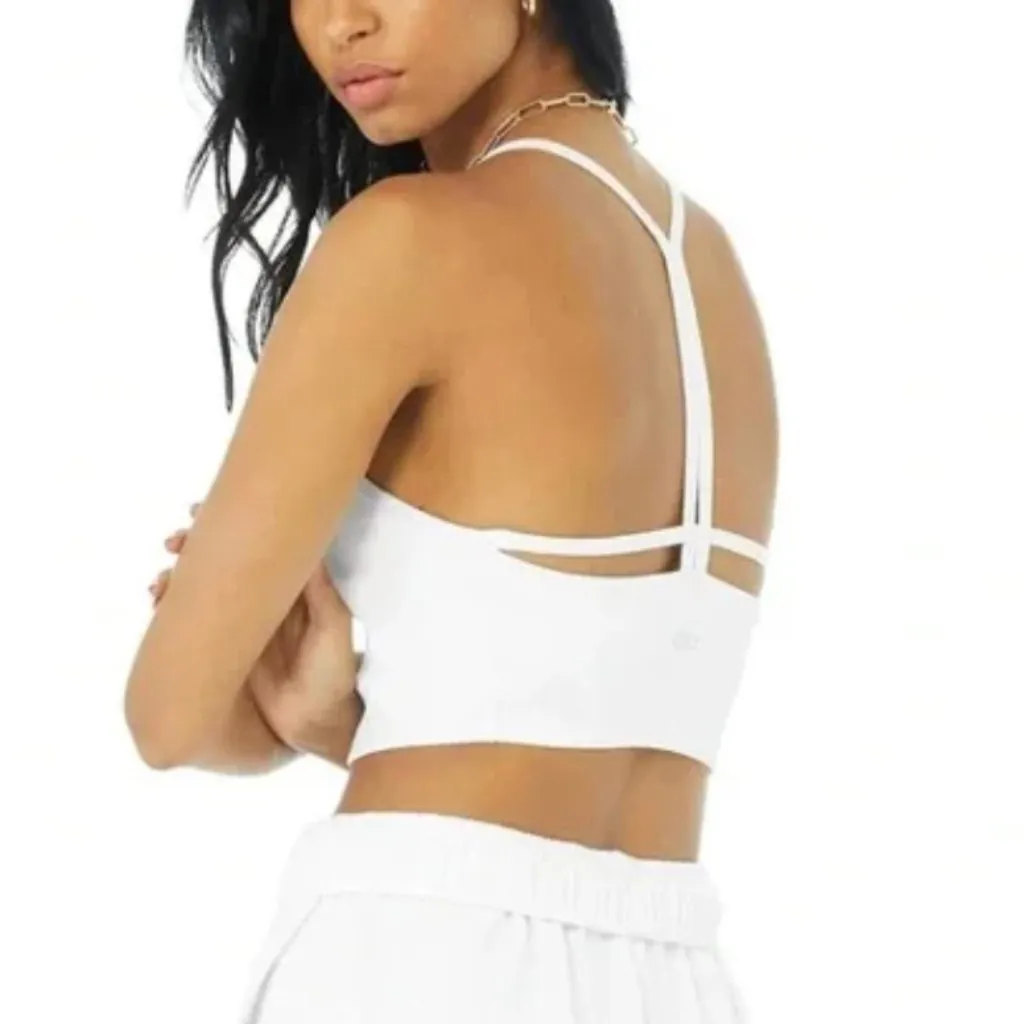 ALO YOGA ALOSOFT RIBBED CROP CALM TANK WHITE Sz S - Image 2