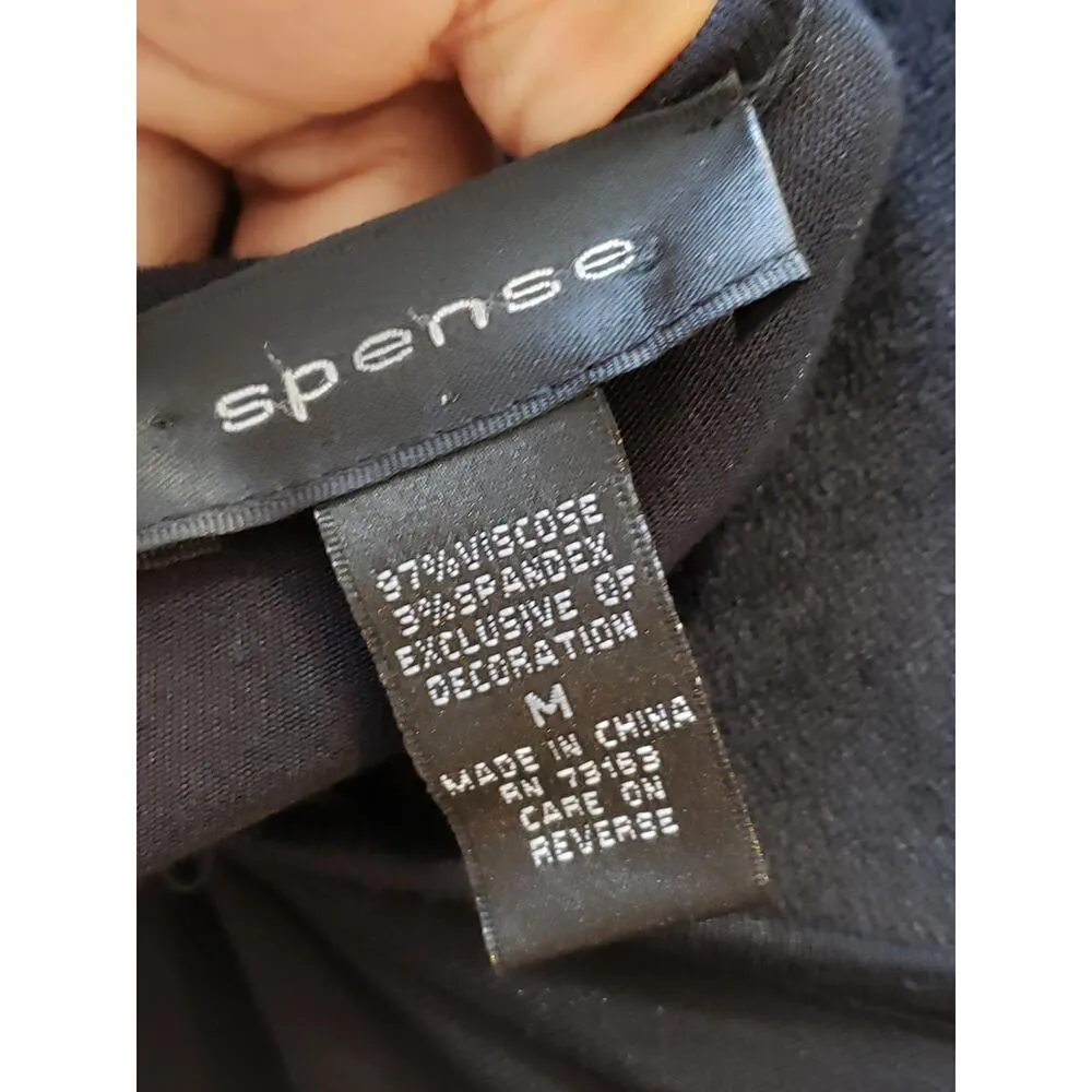 Spense Sheath Dress Women Medium Black Lace Trim V Neck Short Sleeve Cinch Waist - Image 3