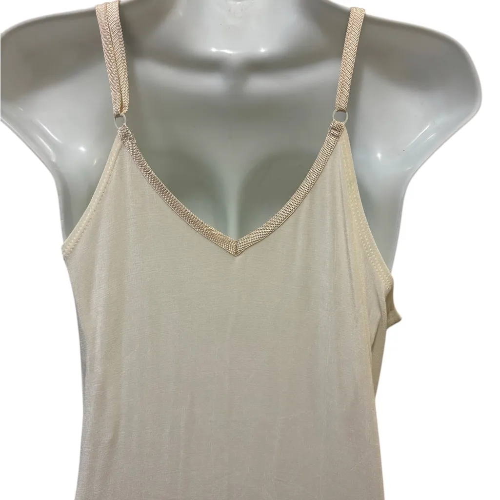 FLAX By Jeanne Engelhart Cream Maxi Slip Dress M Adjustable Straps Sexy New Year - Image 3