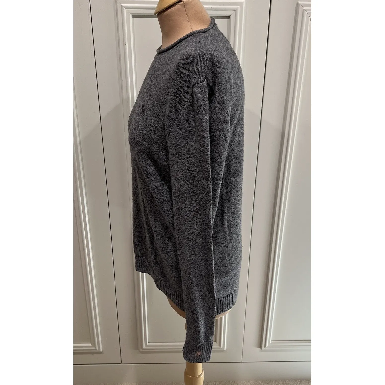 Abercrombie & Fitch Gray Marled Pullover Sweater Moose Logo Cotton Y2K‎ 90s - Image 5