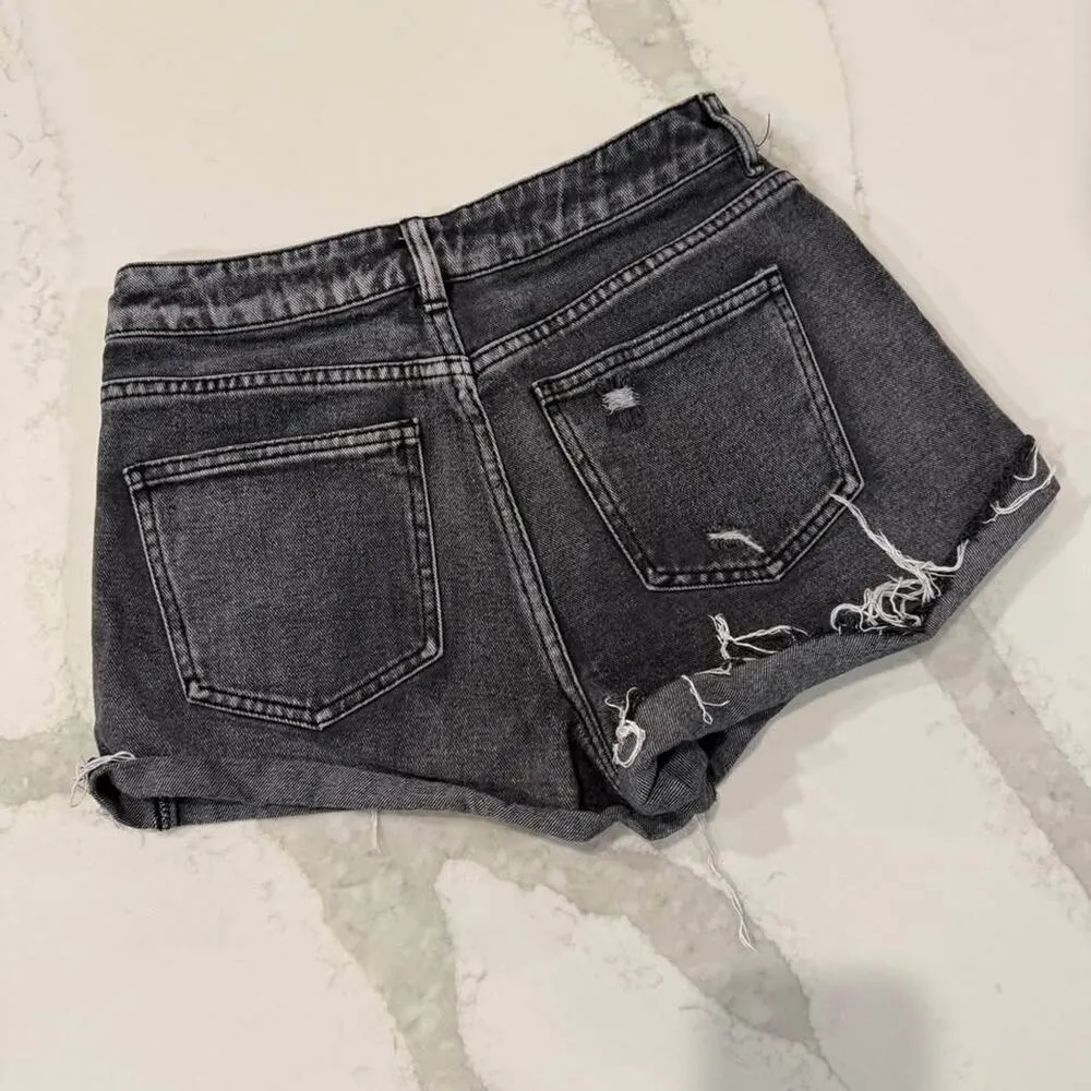 PacSun Denim Jean Mom Shorts Women's 27W High Rise Gray Wash Distressed Cut Off - Image 4