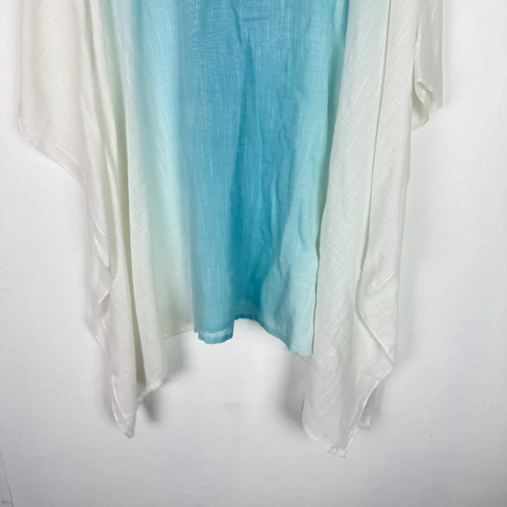 NWT J. Jill Ombre Poncho With Neckline Trim In Light Blue White Plus Size XL-3X - Image 12