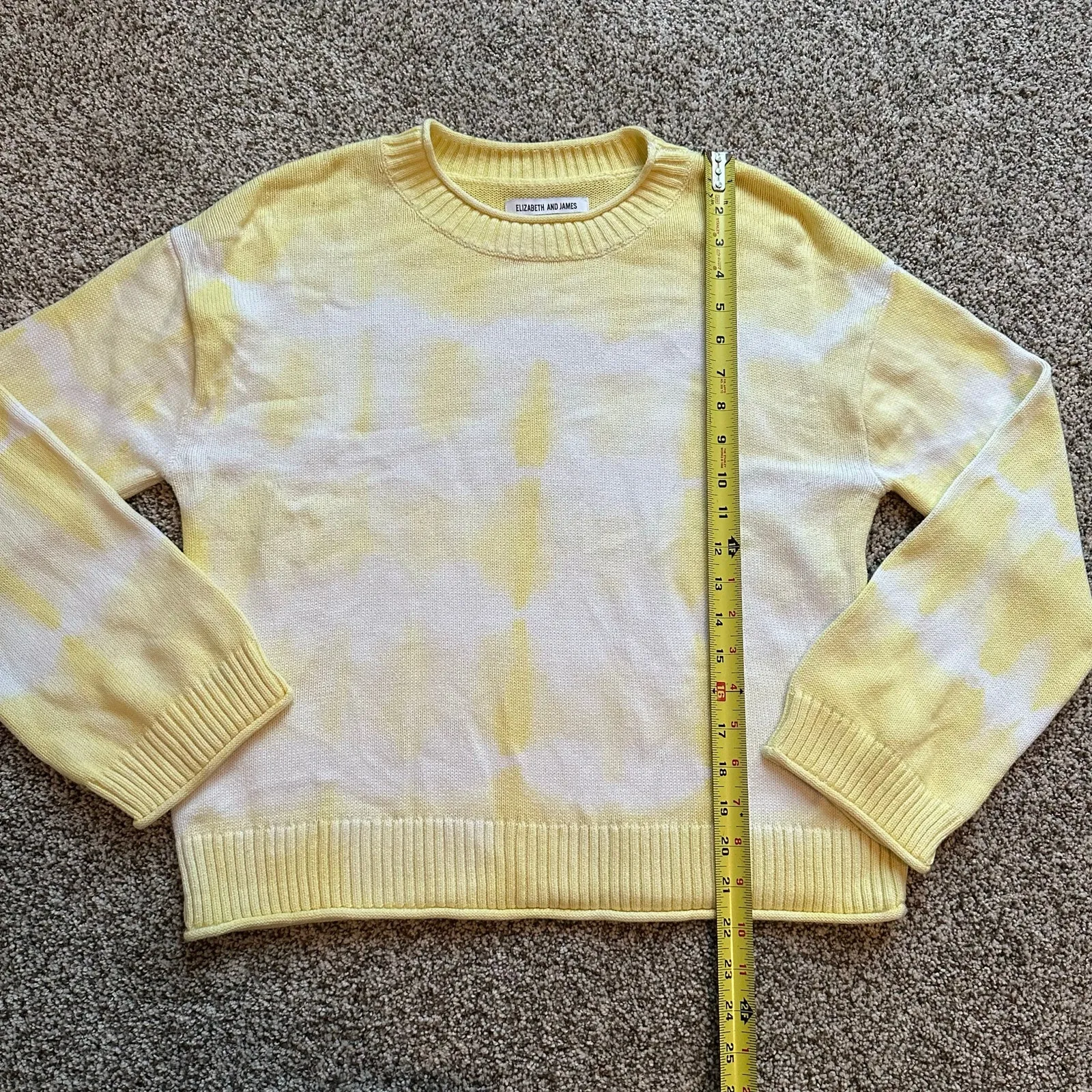 Elizabeth & James yellow & white tie-dye knit sweater size M - Image 10