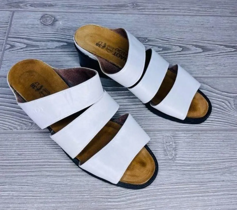 naot sandals white flats strappy summer shoes size 38 / 8 leather slip ons - Image 2