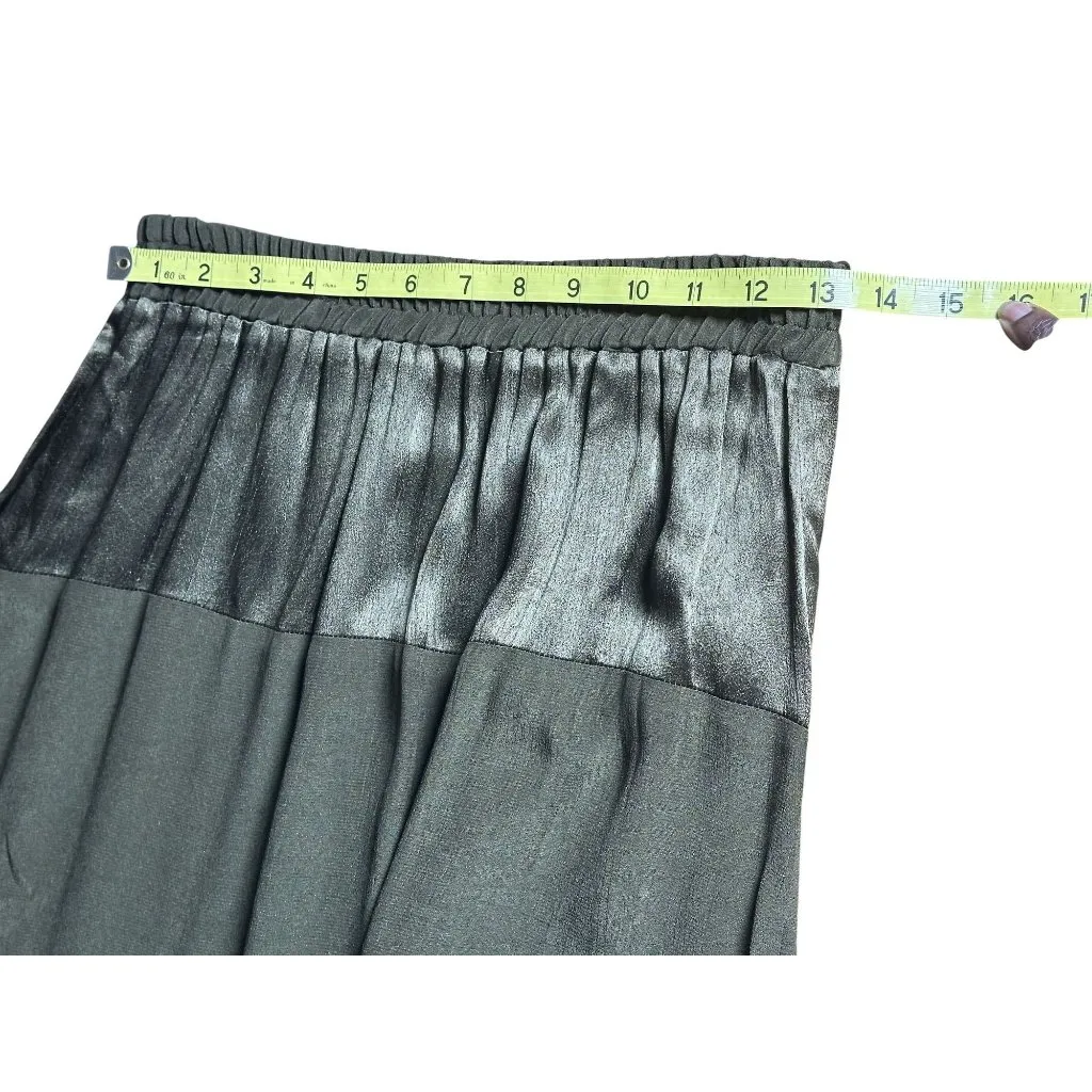 Yasuko Artwear Skirt Small Olive Green Kimono Silk Panel Midi USA Made - Image 7