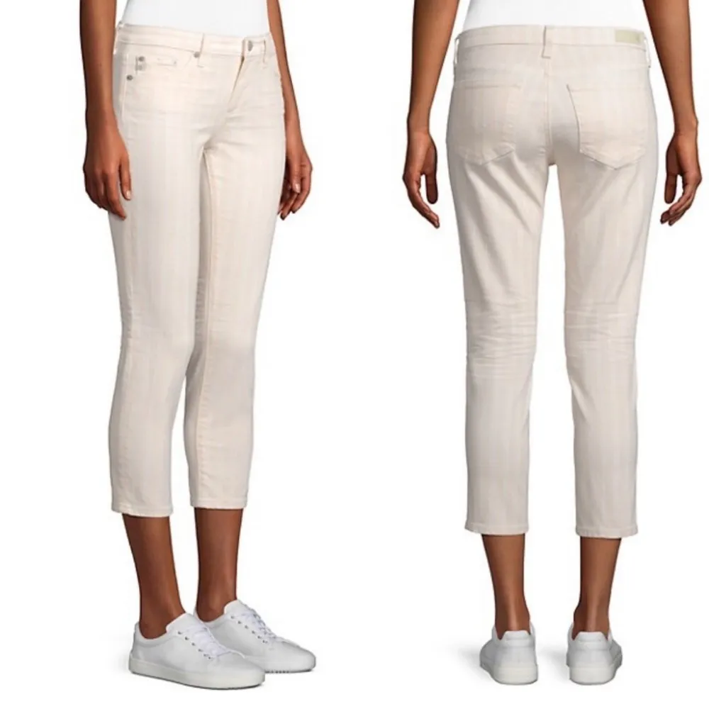 AG Adriano Goldschmied The Prima Cigarette Crop Jean: Coastal Stripe Ivory White - Image 5