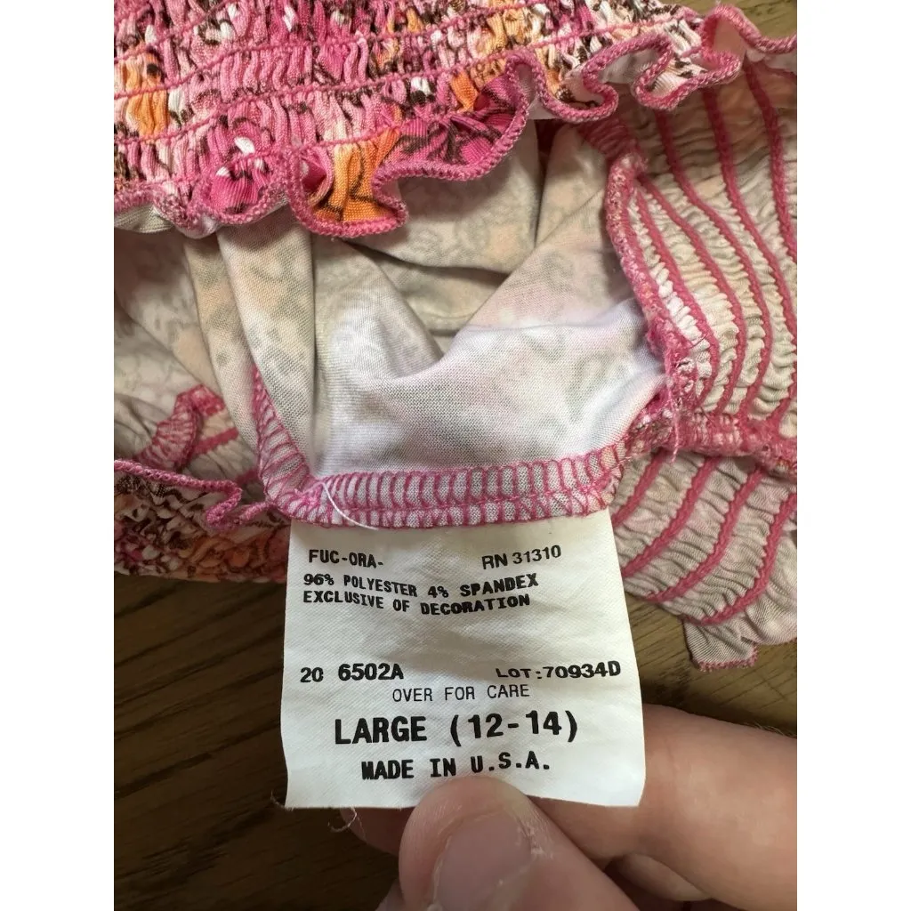 byer Girl Women Short Sleeve Top Size Large Elastic Floral Colorful Hippie Retro - Image 6