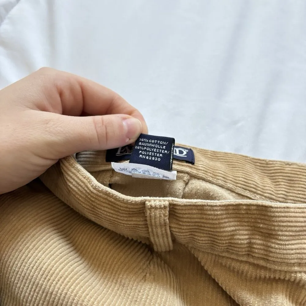 Lands End Womens Size 10P Corduroy Pants Tan Beige High Waist Pockets Belt Loops - Image 4