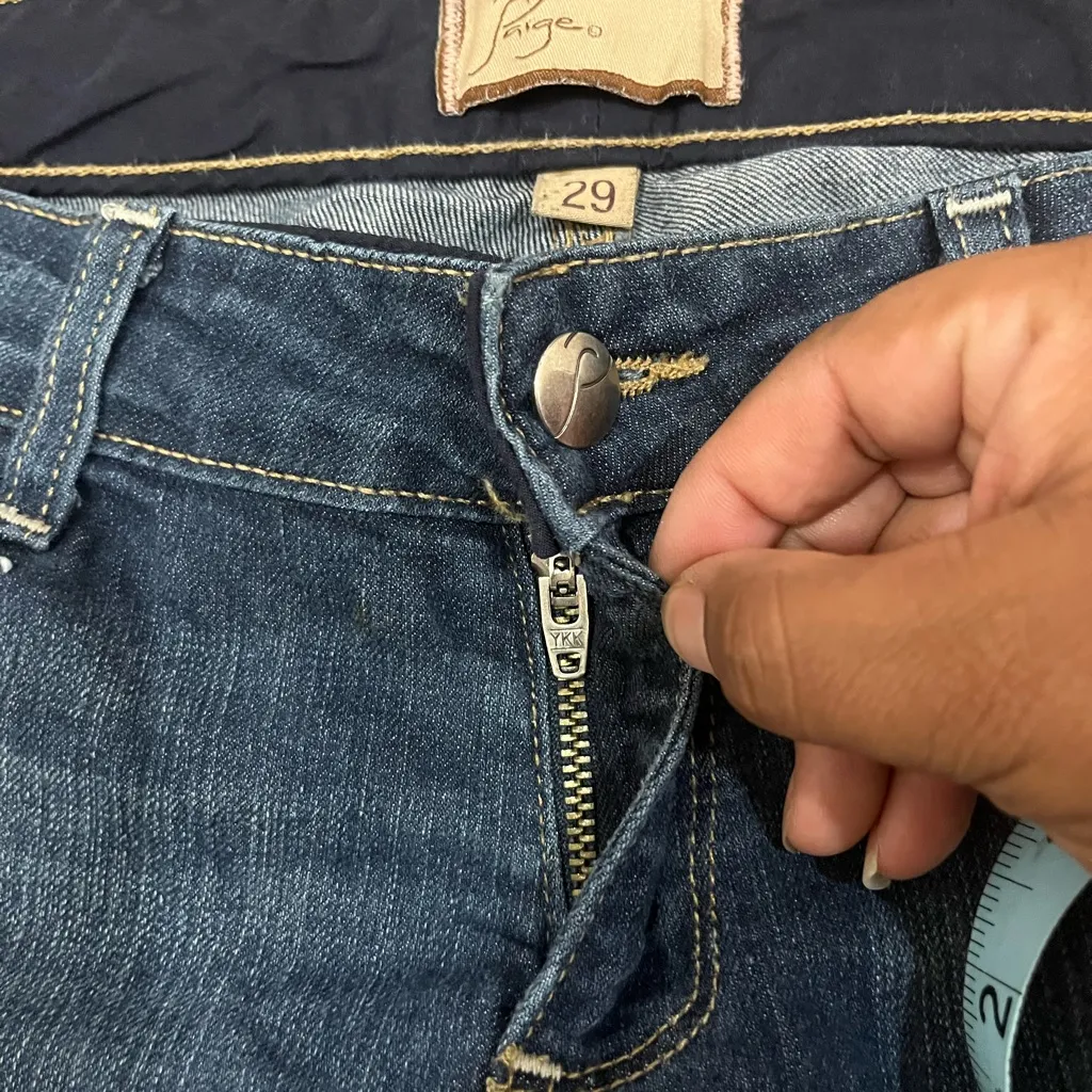 PAIGE Vintage Low Rise Canyon Boot Blue Flare Jeans - Image 3