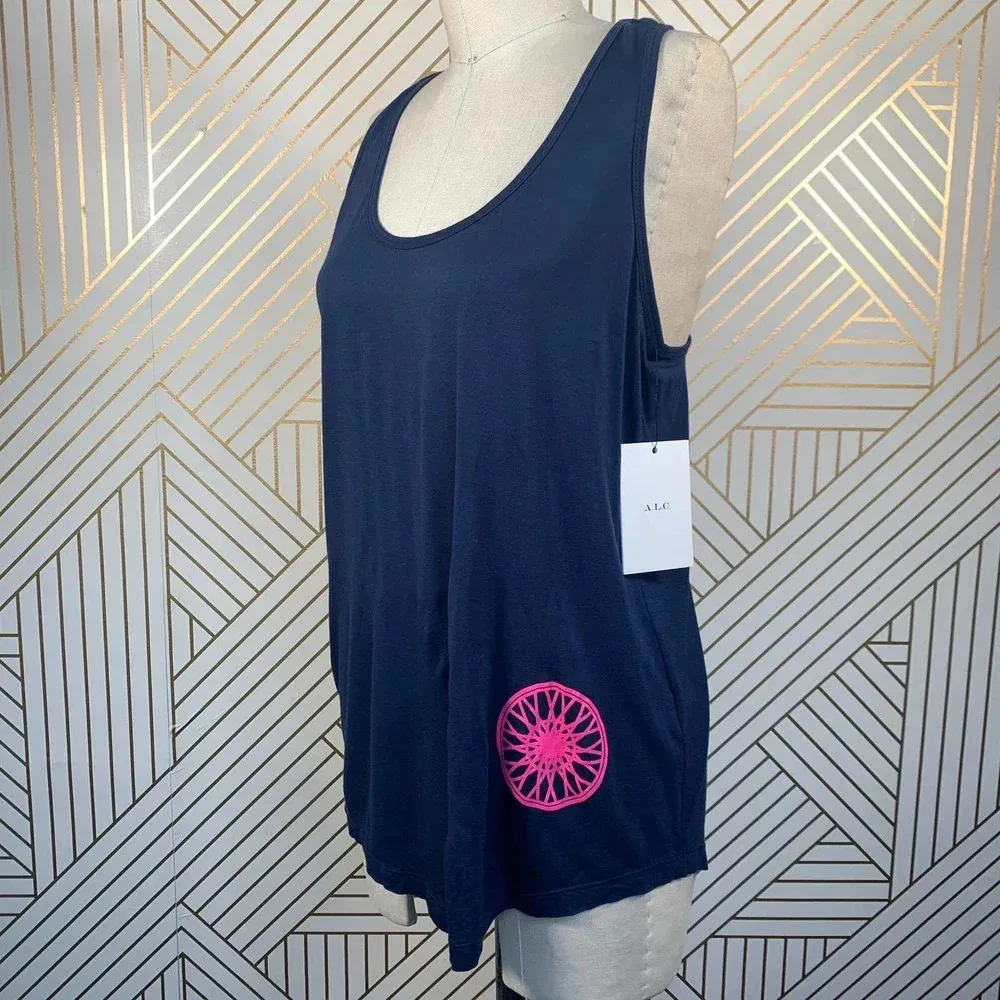 ALC A.L.C. x Soulcycle Renegade Tank Top Logo Print Racerback Blue‎ Size Small - Image 5