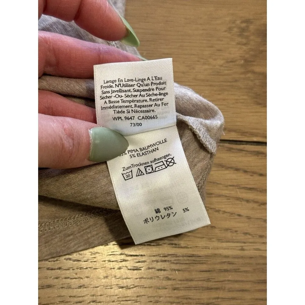 Eddie Bauer Shirt Women Medium Beige Long Sleeve V-Neck Cotton Blend Lightweight - Image 8