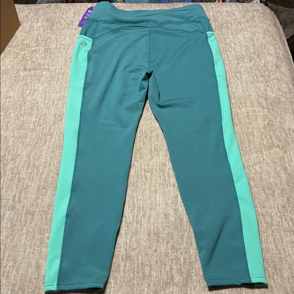 NWT 2X POP Fit Aqua and Teal Leggings 7/8 length pockets high rise Blue - Image 5