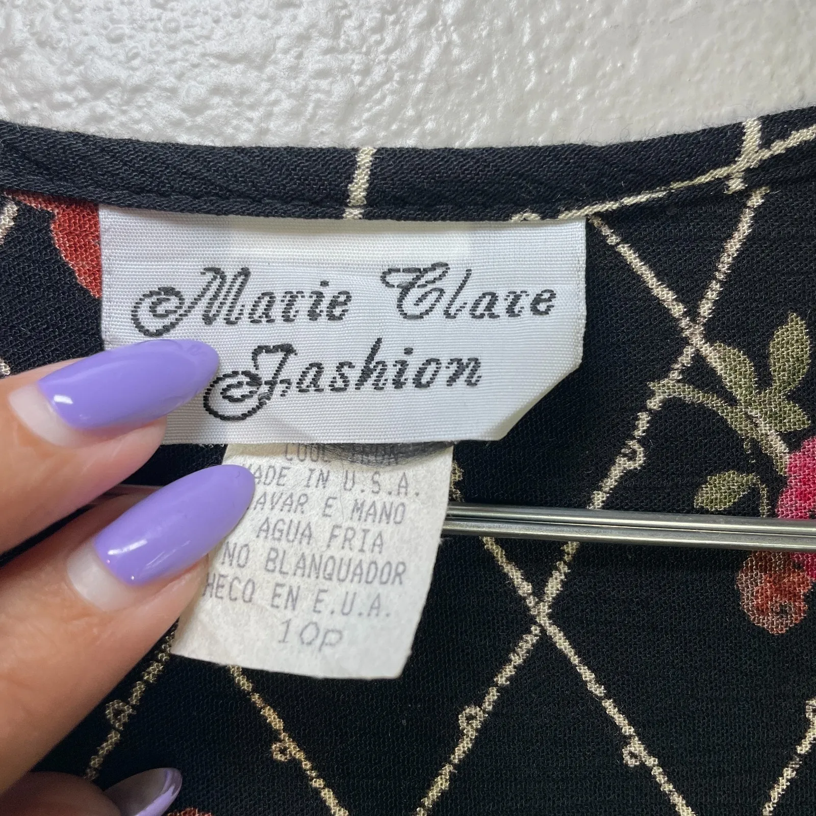 VTG 90s Y2K Marie Clare 10 Petite Floral 100% Rayon Midi Dress Cottagecore Black Size 10P - Image 4