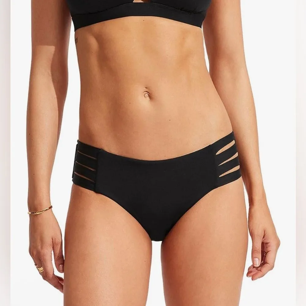 Seafolly Women's Multi Strap Hipster Bikini Bottom Eco Collective Black 10 NWT - Image 1