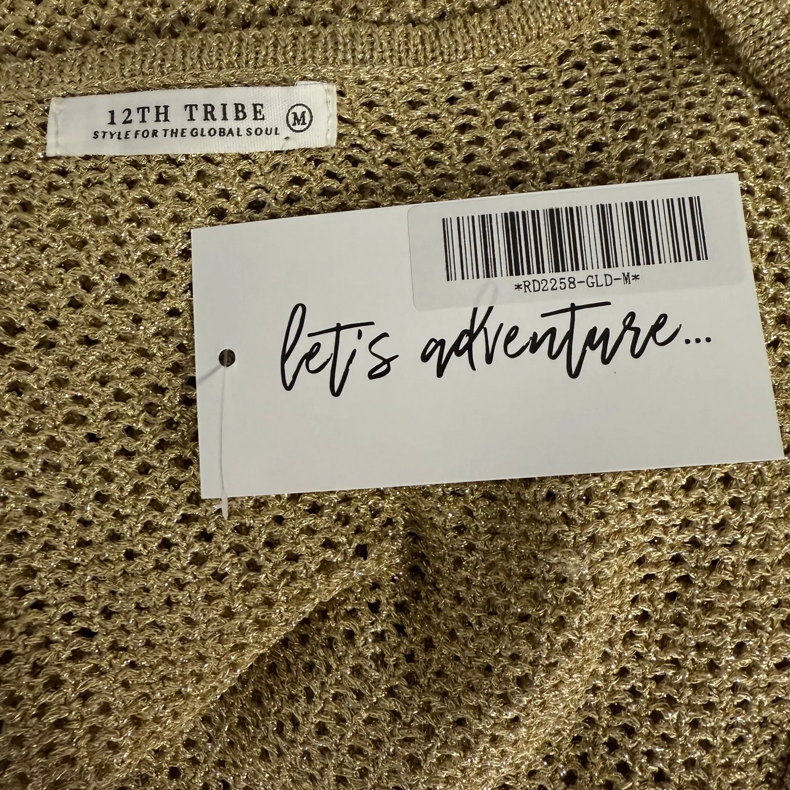 12th Tribe Sunlit Gold Lurex Cover Up Midi Dress, M - Image 4