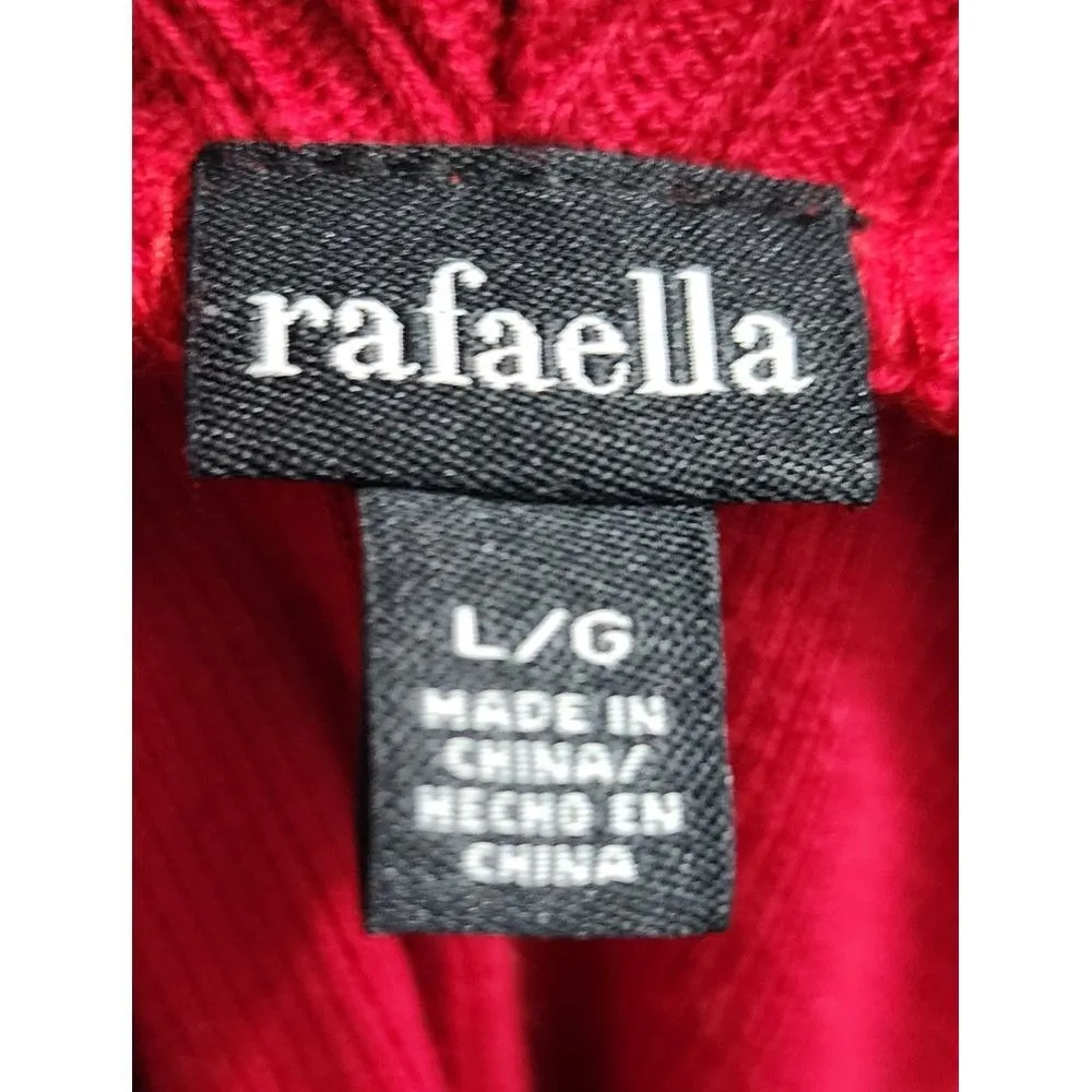 Rafaella Red Turtleneck Sweater Cable Knit Front Panel Cozy Winter Holiday L/G - Image 3