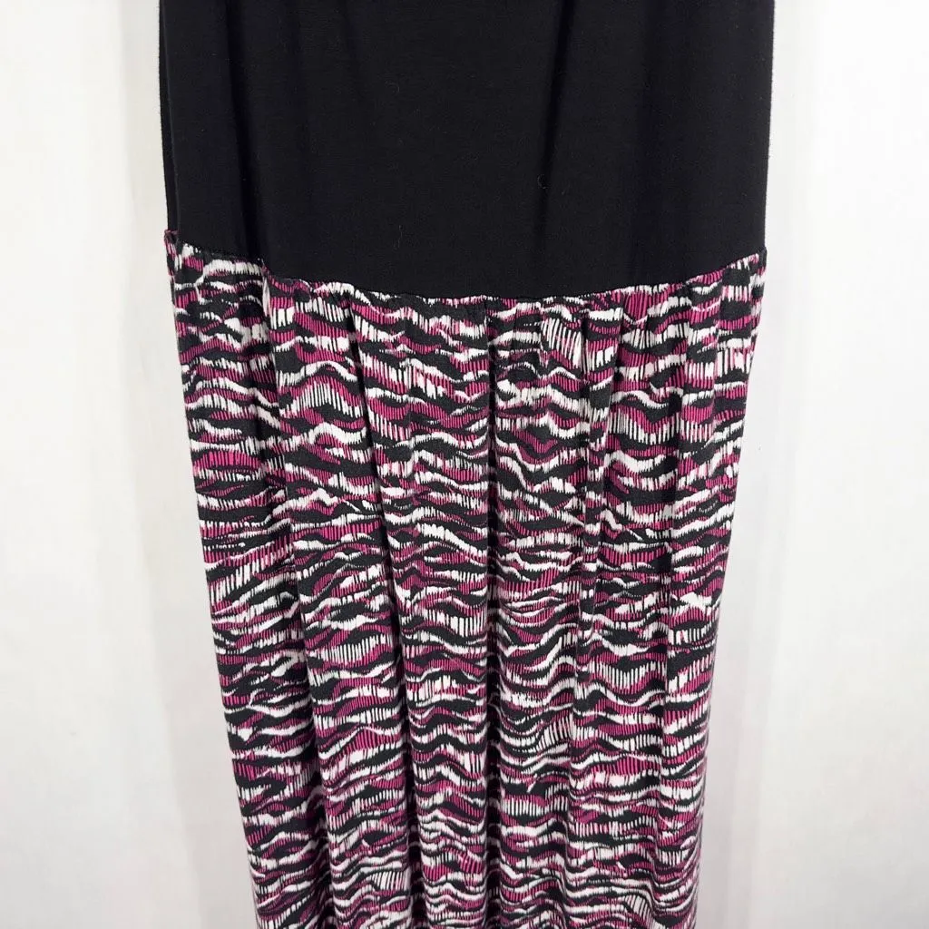 Daisy Fuentes Plus Size 3X Maxi Dress Black Pink Color Block Sleeveless 789 - Image 6