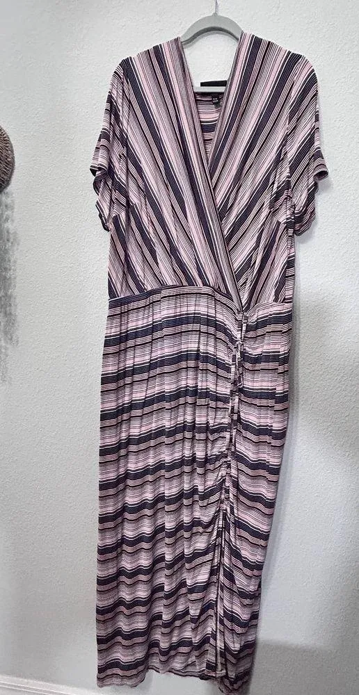 Lane Bryant Ruched Side-Split Midi Maxi Dress Plus Size 26/28 Faux-wrap NWOT - Image 7
