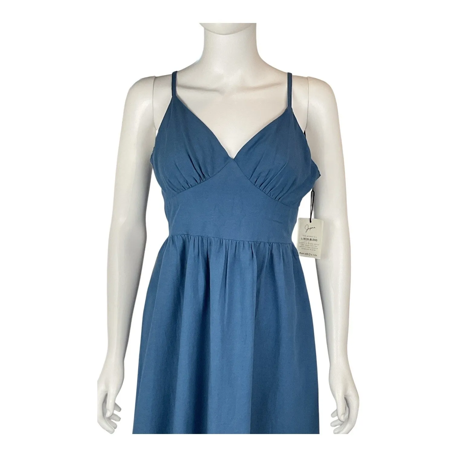Jopaa Blue Linen Blend Midi Dress Tie Back‎ Sleeveless Casual Summer Size M - Image 4