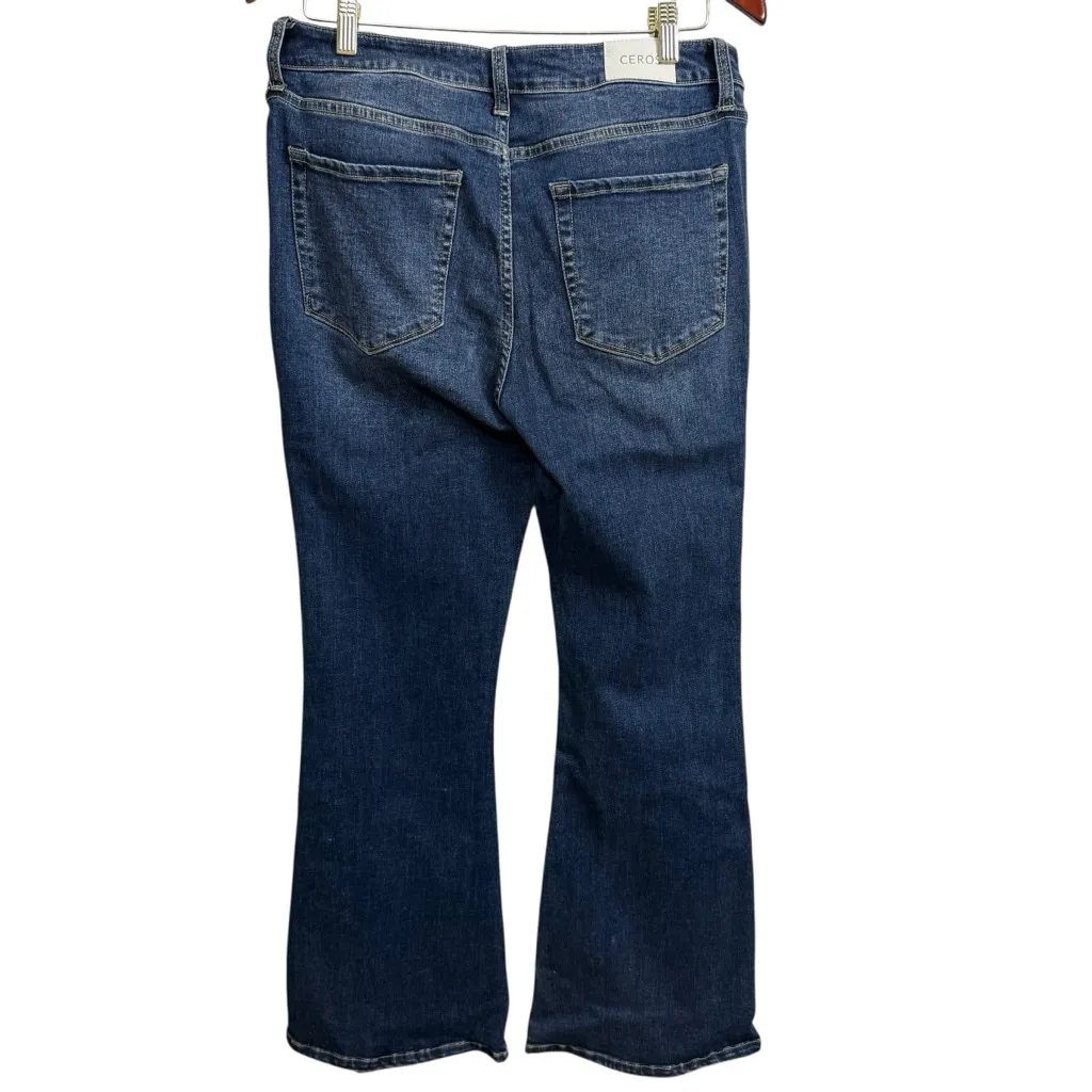 Ceros Studded Flare Jeans Size 13/31 Dark Wash Stretch Denim Mid Rise Blue - Image 4