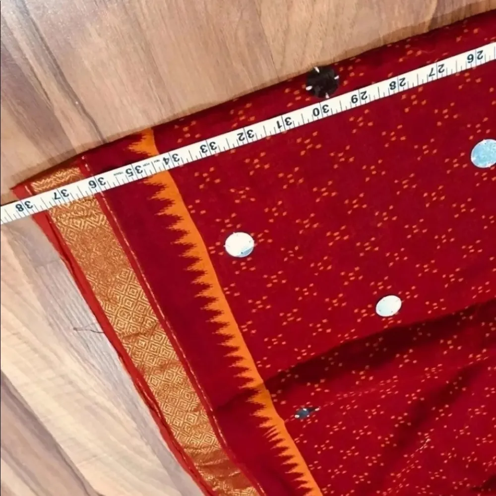 Maroon Red Sequin Tribal Lengha Skirt Small - Image 8