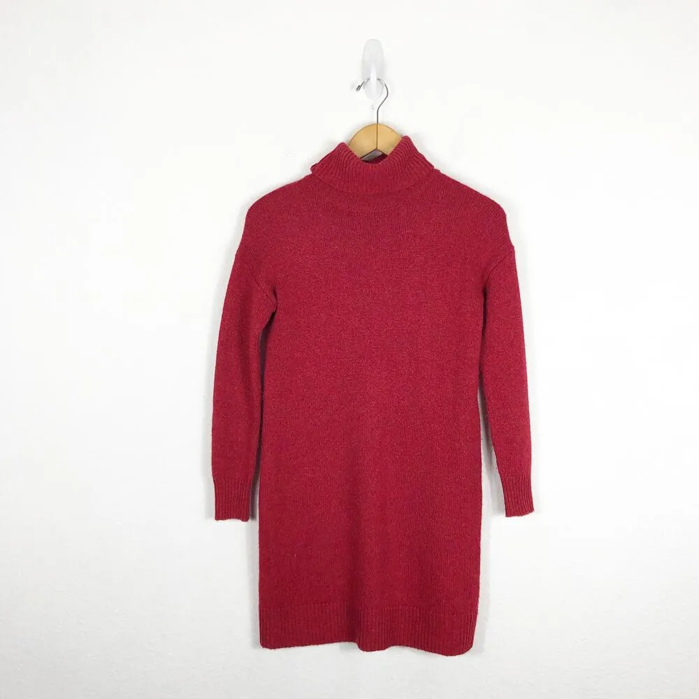 Marine Layer Red Turtleneck Sweater Dress Size XS Wool Cashmere Knit Cozy Chic - Image 3