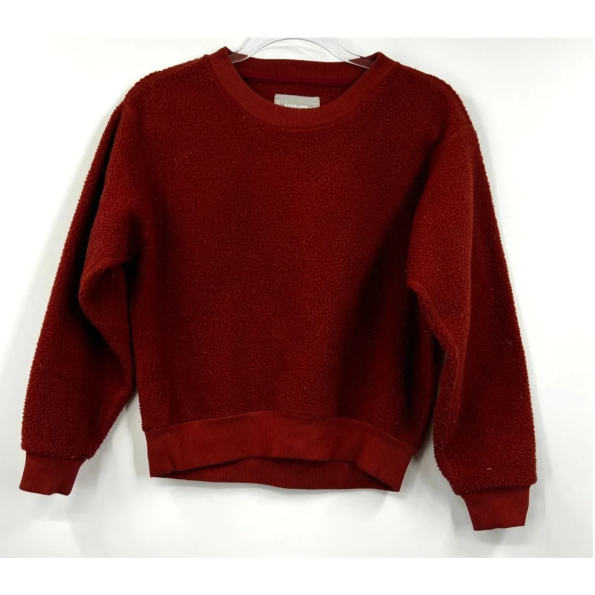 Everlane ReNew Red Fleece Long Sleeve‎ Crewneck Pullover Sweatshirt Size XS - Image 2