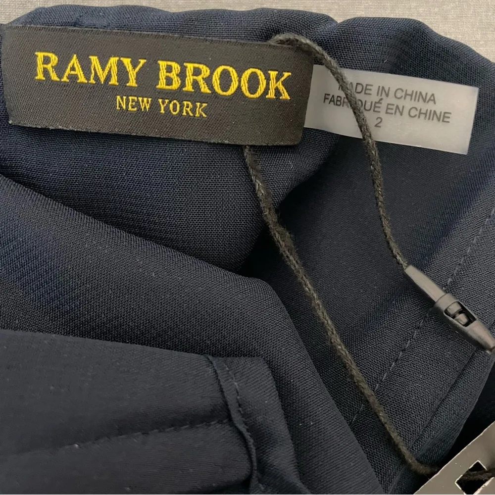 Ramy Brook Venice Strapless Ruffle Midi Dress Navy Women’s Sz 2 - Image 5