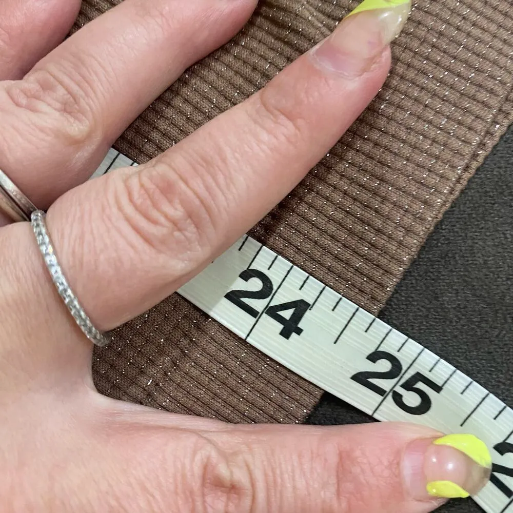 Athleta Brown Tank Metallic Knit Racerback Top Size Large - Image 9