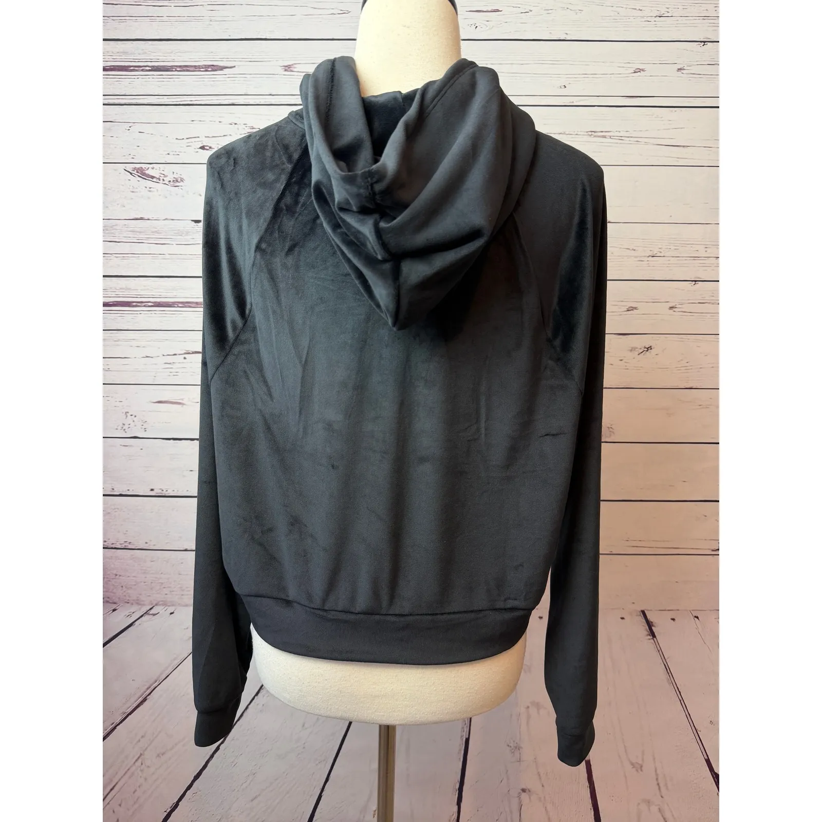 Victorias Secret On Point Velour Zip Up Hoodie Jacket Black Small Womens - Image 12