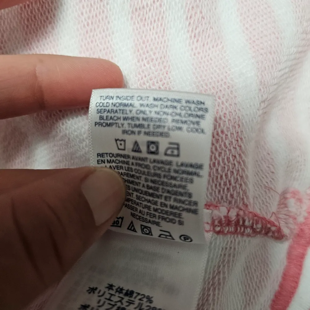 Lands End Pink & White ¼ Zip French Terry Pullover Size Large - Image 7