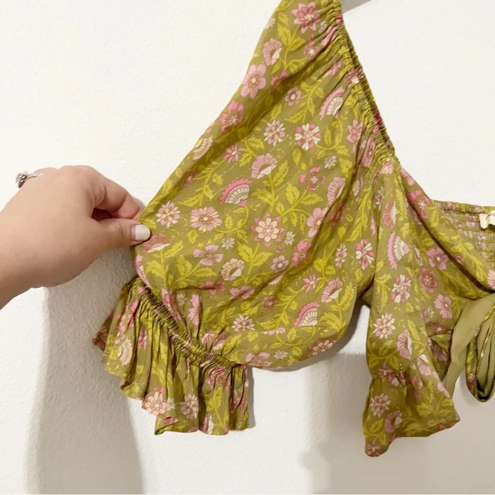 SPELL DAHLIA CROP TOP Tie Green Size Small S - Image 7