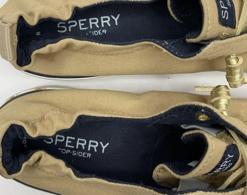 Sperry Size 9 Top Sider Seacoast Tan Gold Lace Up Fashion Sneaker Shoes Women’s - Image 7