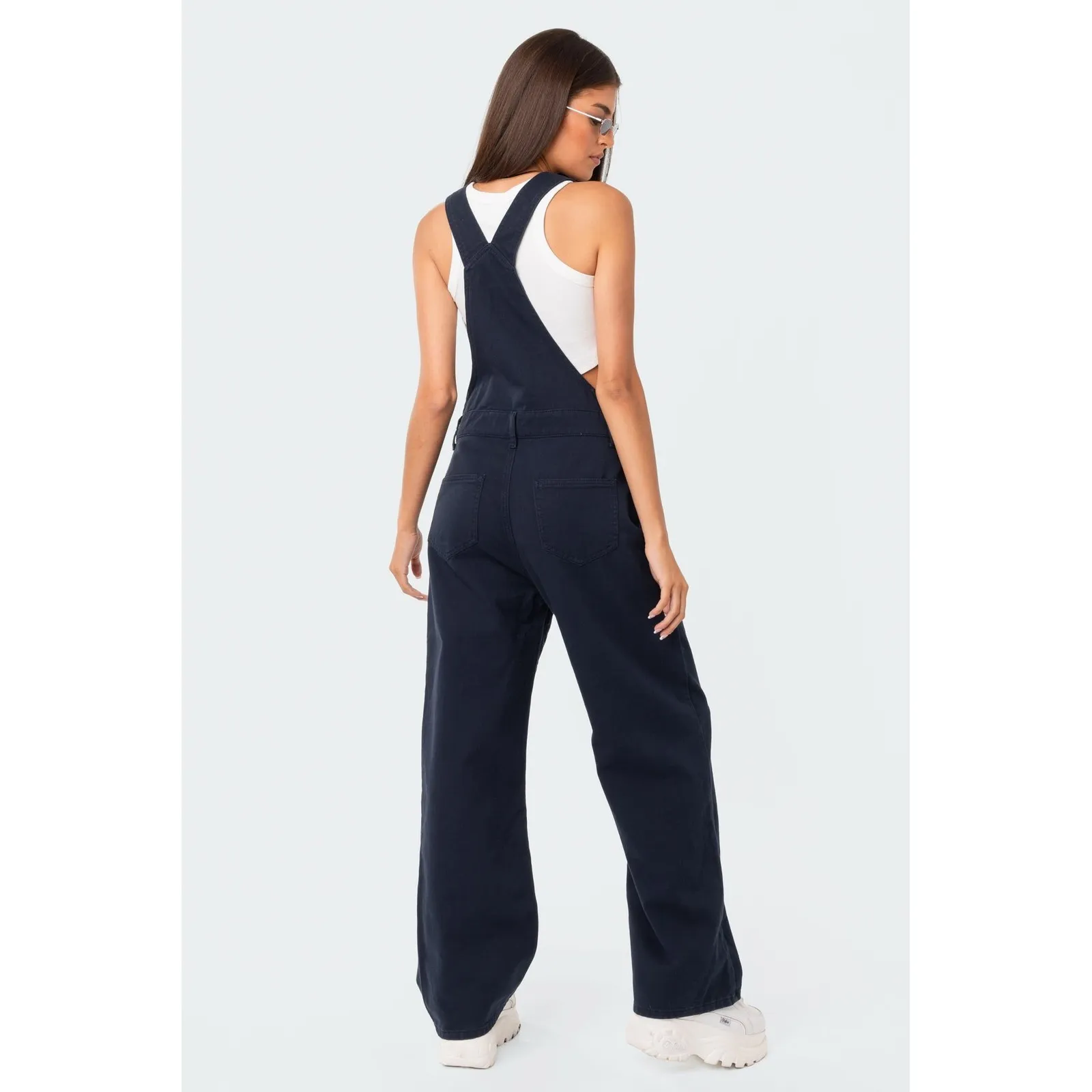 Edikted Sk8Ter Wide Leg Denim Overalls Blue Large Y2K Streetwear‎ Skater EUC - Image 2