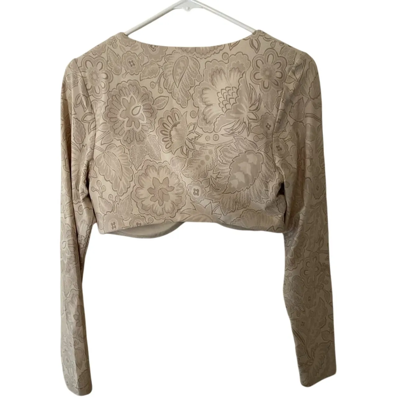Offline by Aerie Long Sleeve Crop Top Floral Print Size L Tan Size L - Image 2