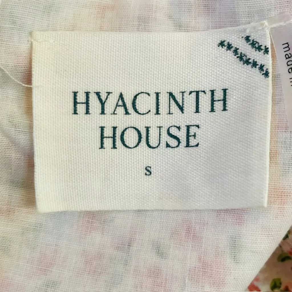 Tuckernuck Hyacinth House Puff Long Sleeve Peplum Floral Blouse Small Green - Image 7