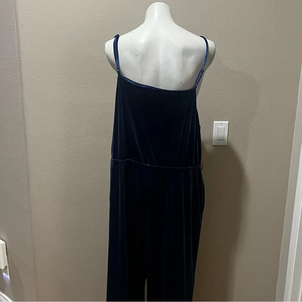 Popsugar blue velvet spandex strap plus size jumpsuit - Image 7