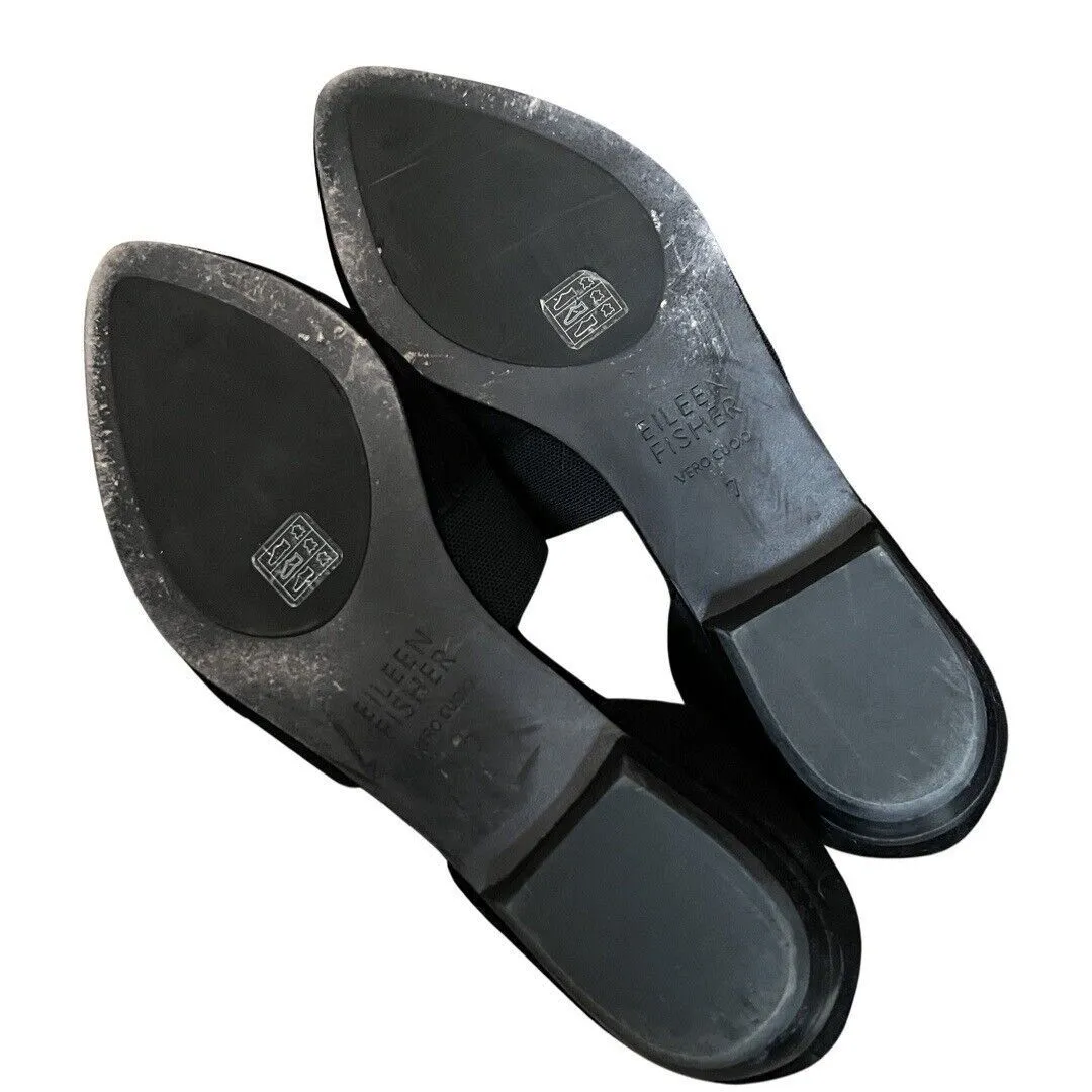 Eileen Fisher Shoes Womens 7 Black Suede Flute Pointed Toe d'Orsay Flats Classic - Image 6