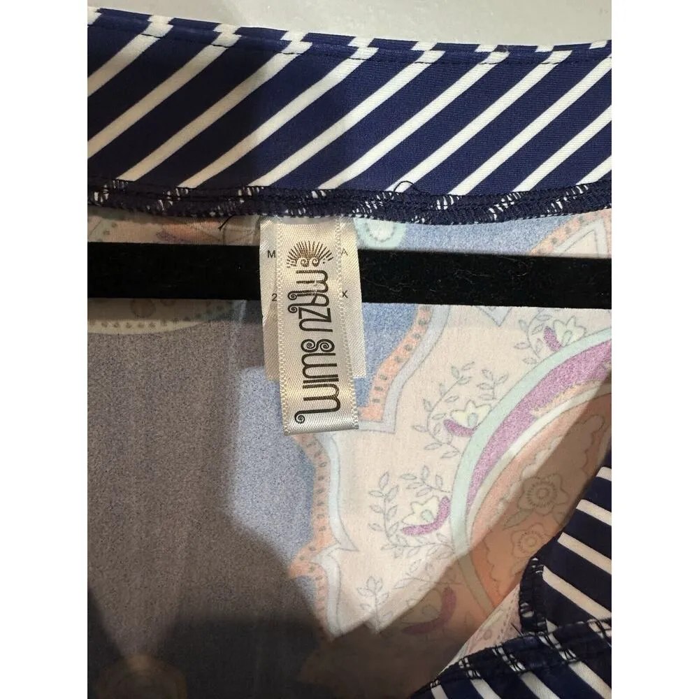 Mazu Swim Swimsuit Coverup/Dress Paisley Pattern Womens Size 1X Navy Blue/Orange - Image 3