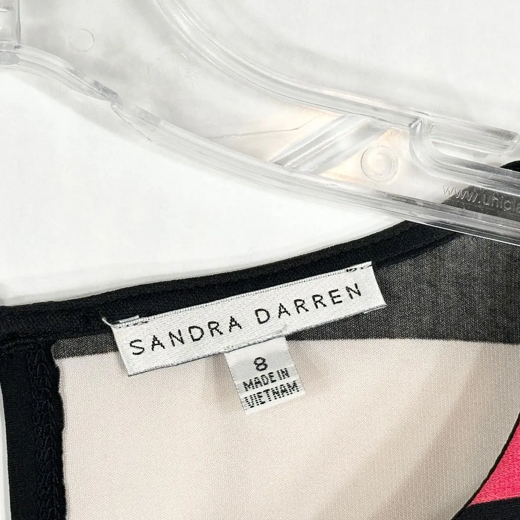 Sandra Darren Size‎ 8 Dress Color Block Orange Pink Black Drape Sheath NWT 726 - Image 7