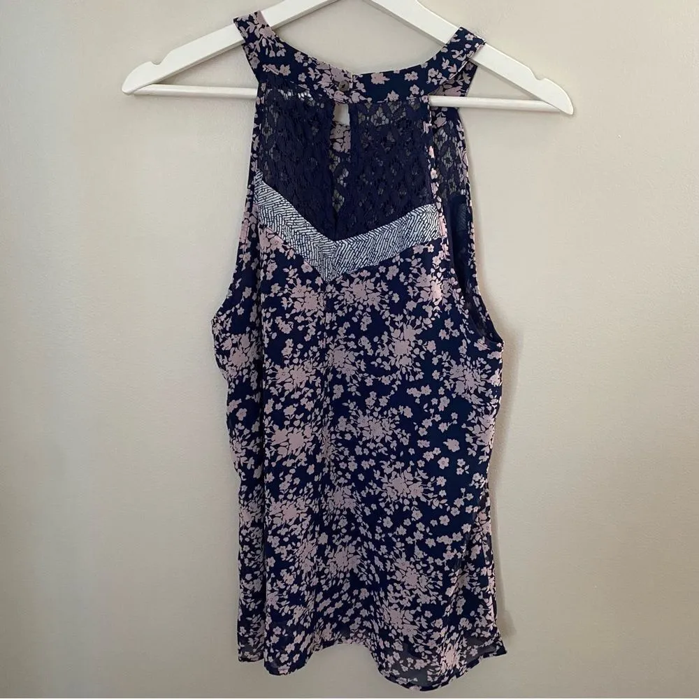 Skies Are Blue Halter Tank Top Blouse Lace Patterned Casual Loose Trendy - Image 4