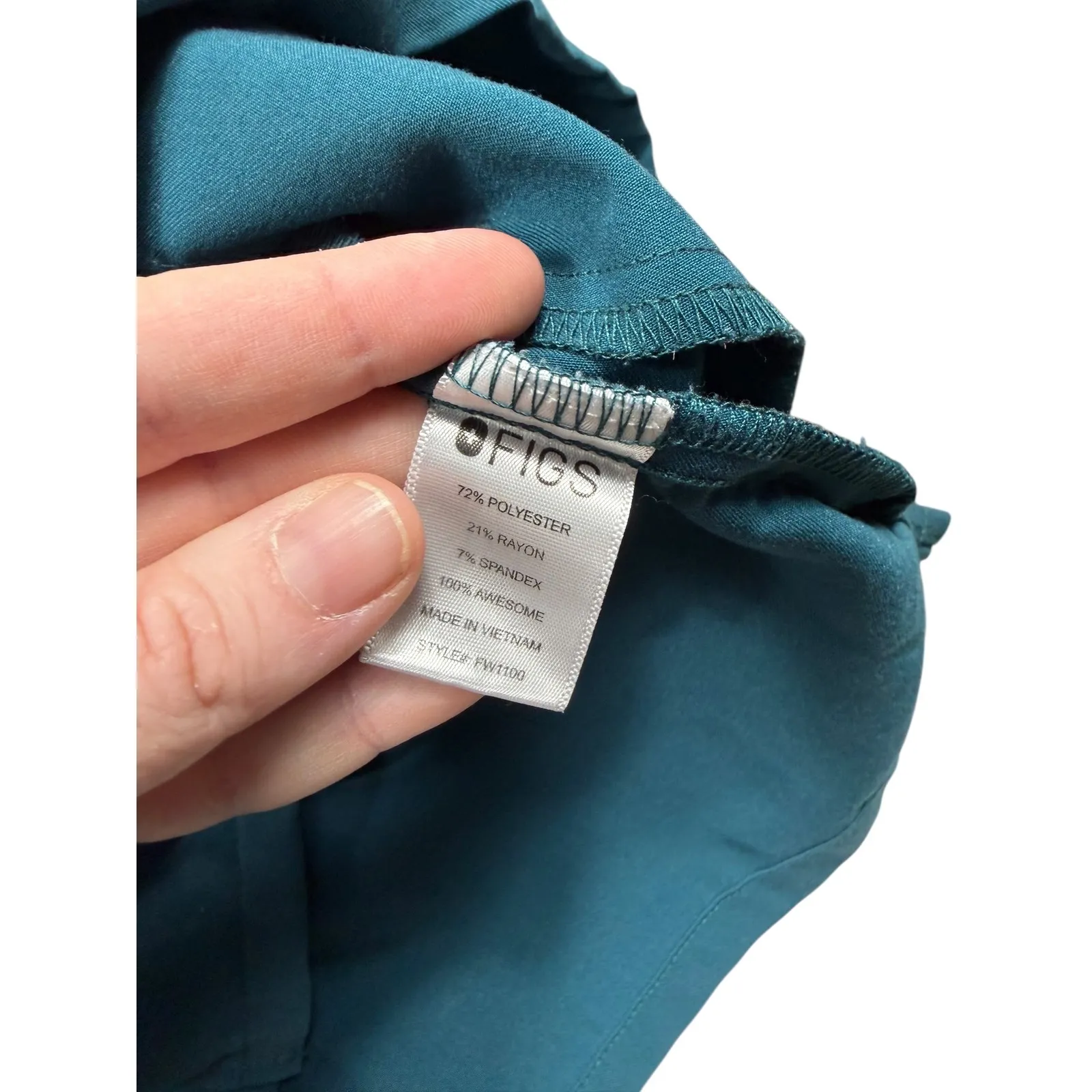 FIGS Casma Three Pocket Scrub Top XXS Caribbean Blue Teal Technical - Image 5