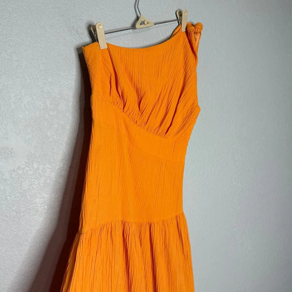 Showpo Celestia Midi Dress - Tiered One Shoulder Dress in Mango - Image 4